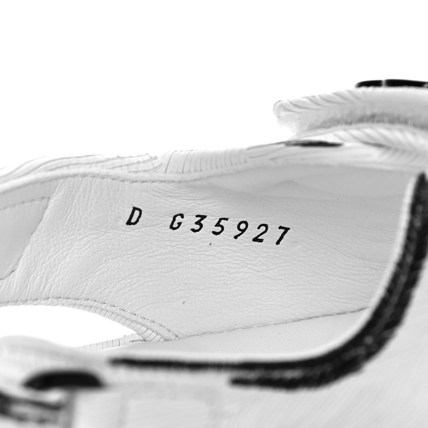 Calfskin Printed Velcro Dad Sandals 37 White Black