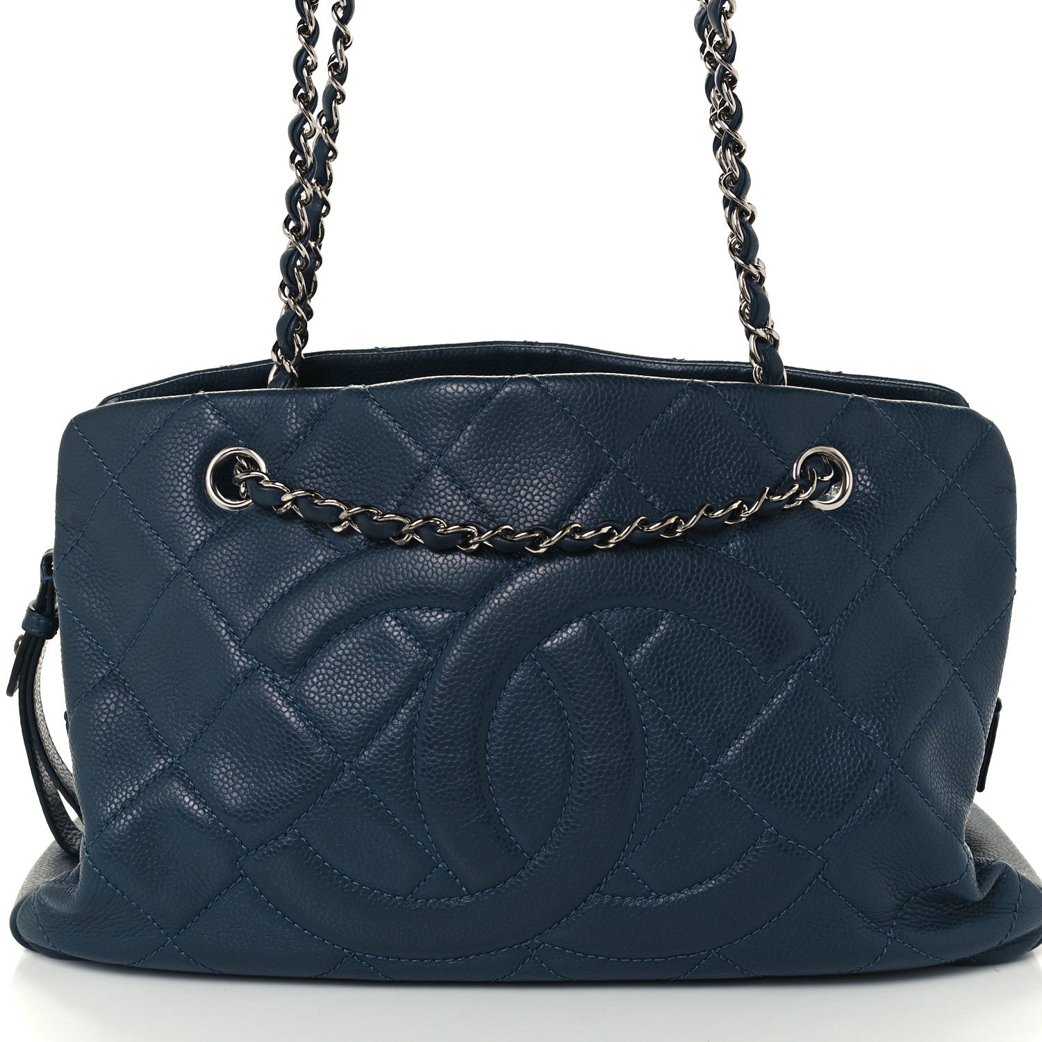 Chanel Caviar Quilted Timeless CC Soft Tote Navy Blue 8 of 10