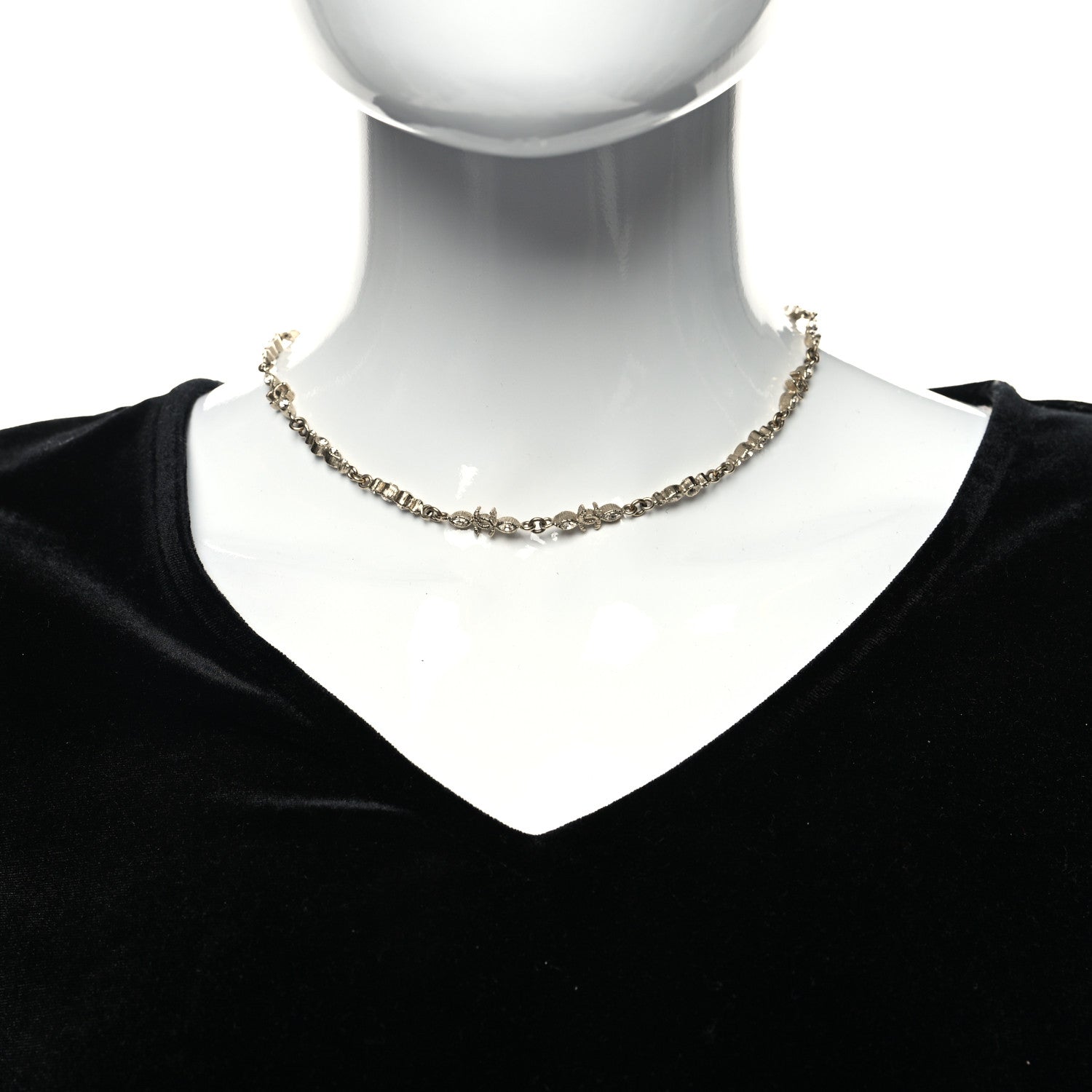 Chanel Crystal CC Short Necklace Gold 2 of 5