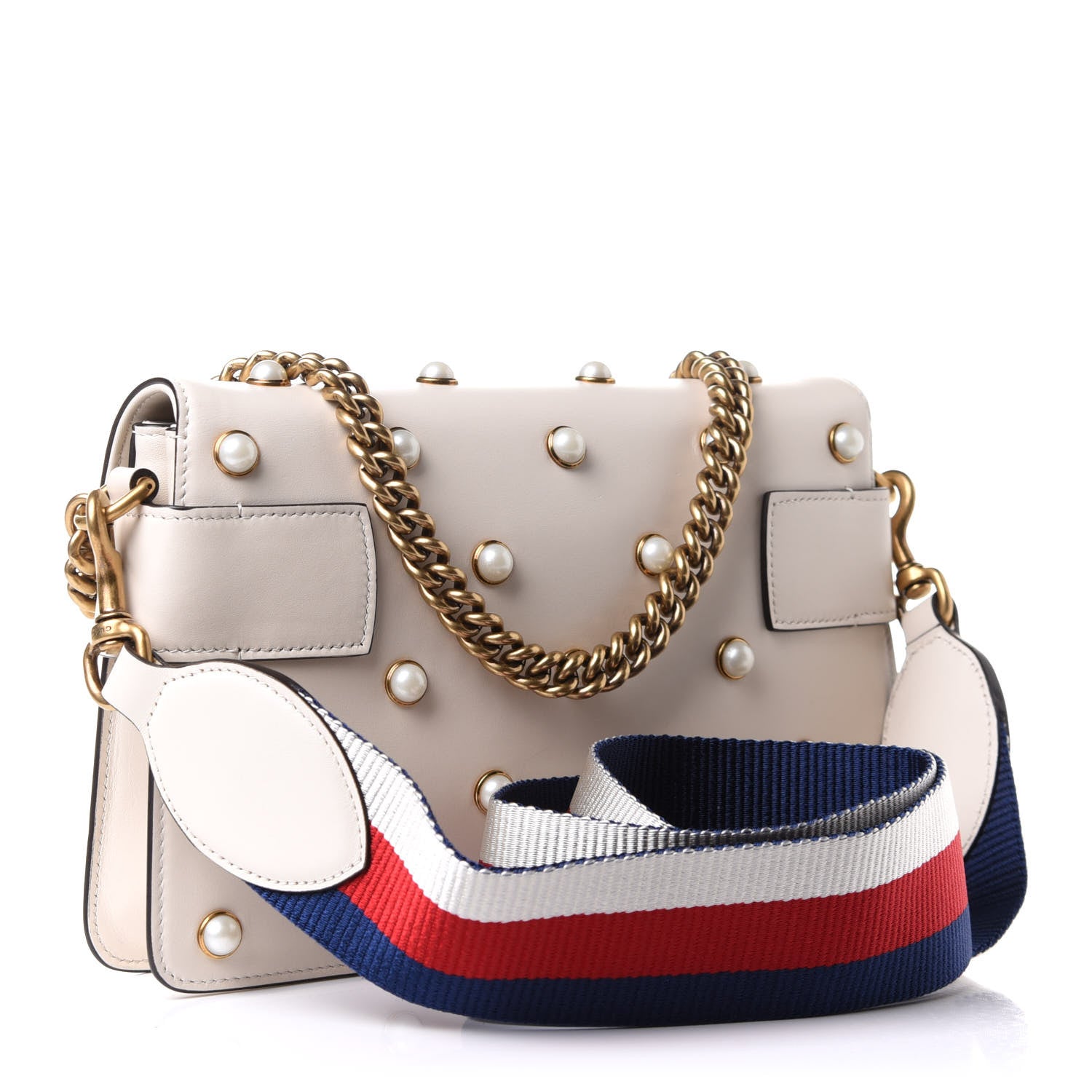 Gucci Nappa Pearl Studded Mini Queen Margaret Broadway Shoulder Bag Mystic White 3 of 17