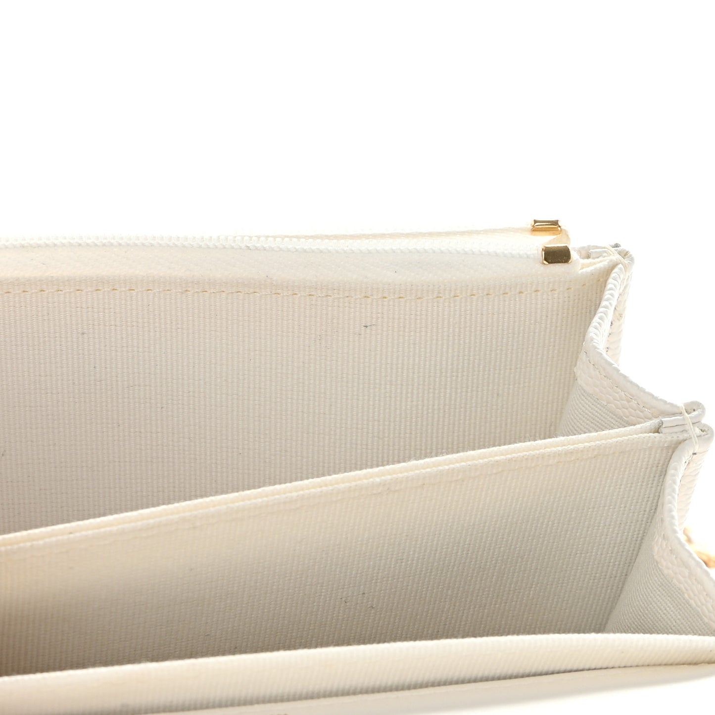 Shiny Caviar Quilted Flap Charm Small Wallet On Chain WOC White