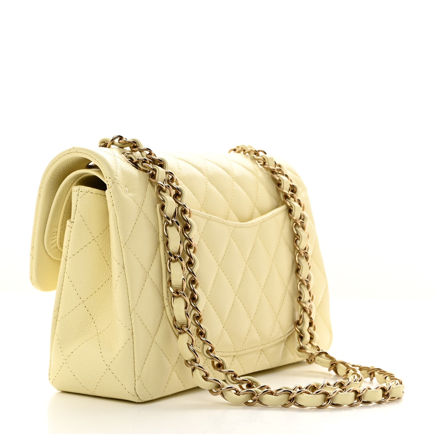 Chanel Caviar Quilted Small Double Flap Light Yellow 3 of 10