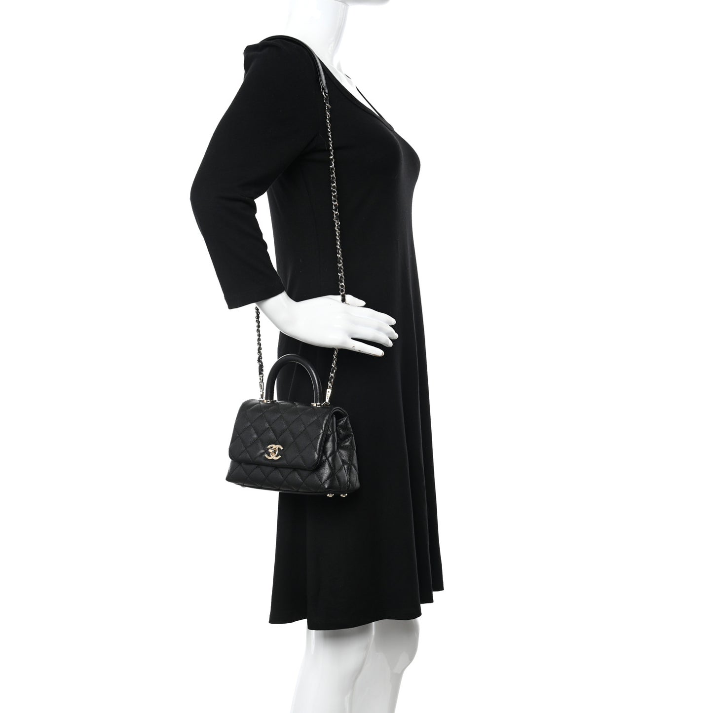 Caviar Quilted Extra Mini Coco Handle Flap Black