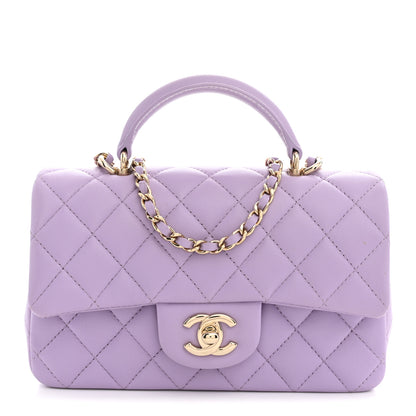 Chanel Lambskin Quilted Mini Top Handle Rectangular Flap Light Purple 1 of 9