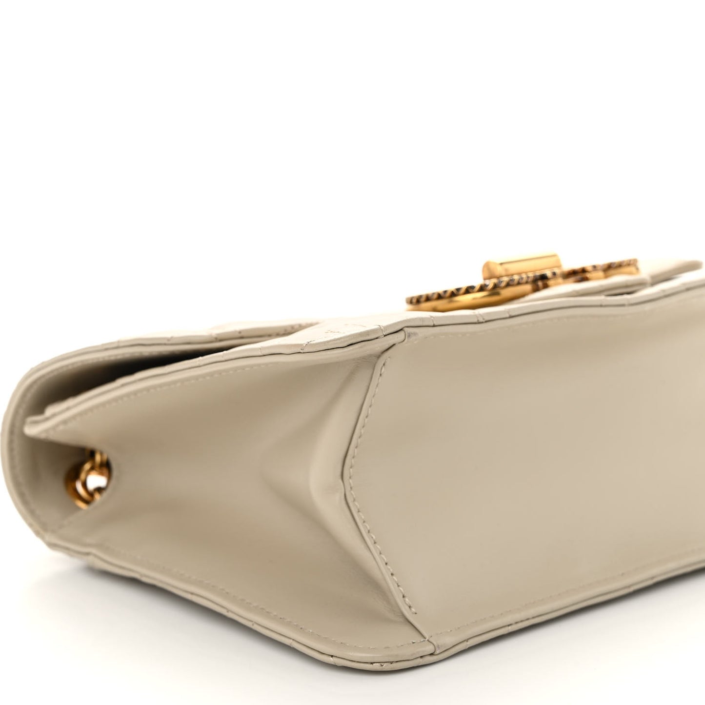 Calfskin Quilted Gancini Flap Bag Peony