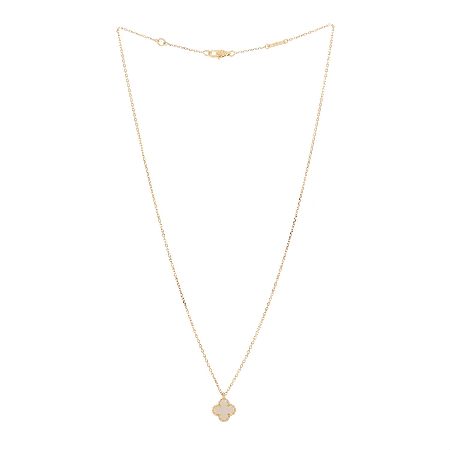 Van Cleef & Arpels 18K Yellow Gold Mother of Pearl Sweet Alhambra Pendant Necklace 2 of 5