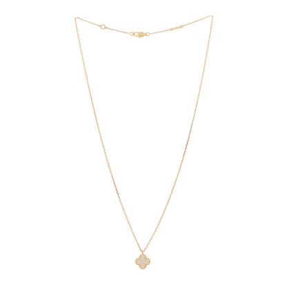 Van Cleef & Arpels 18K Yellow Gold Mother of Pearl Sweet Alhambra Pendant Necklace 2 of 5