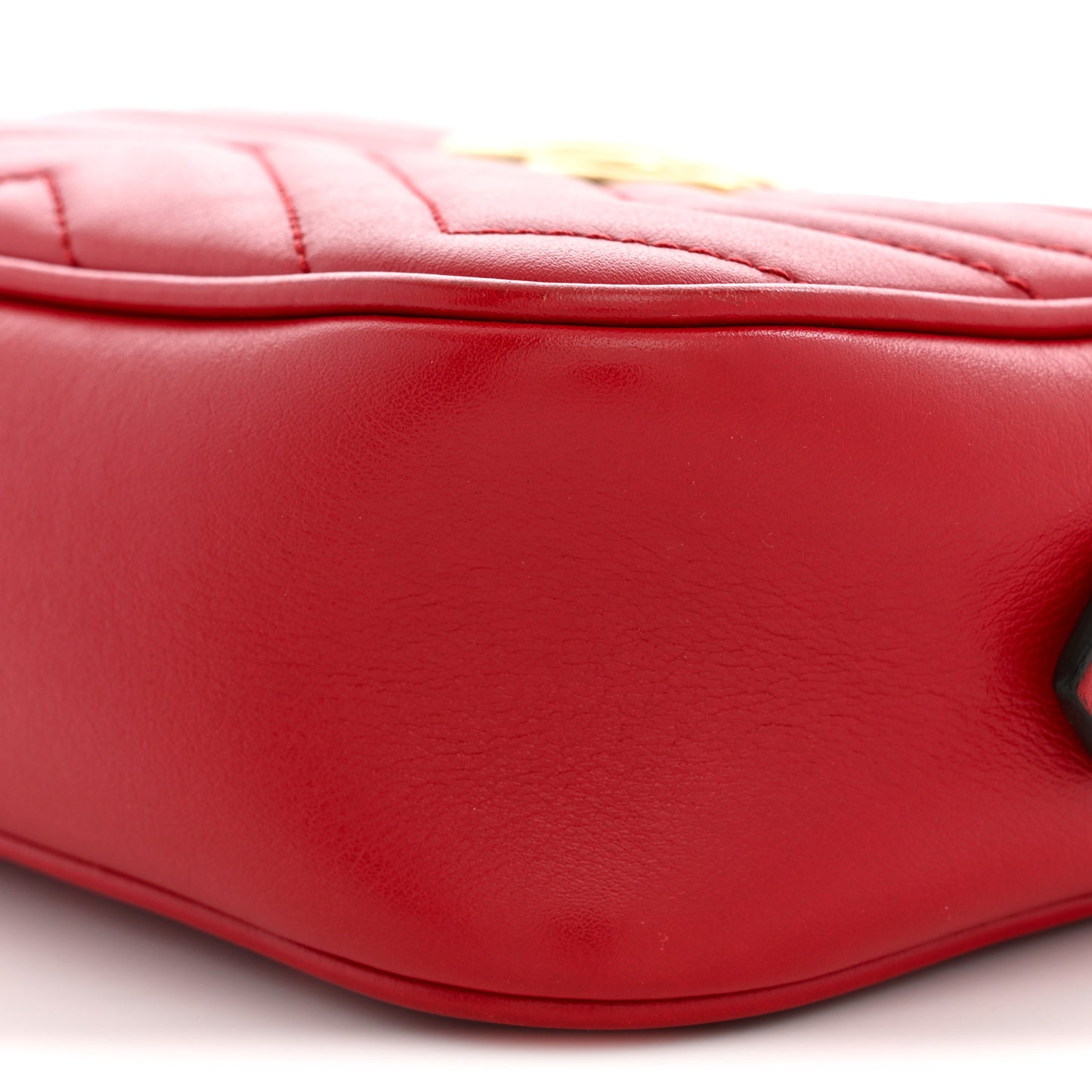 Calfskin Matelasse Mini GG Marmont Chain Shoulder Bag Hibiscus Red