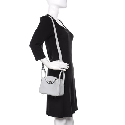 Hermes Taurillon Clemence Mini Lindy 20 Bleu Pale 2 of 11