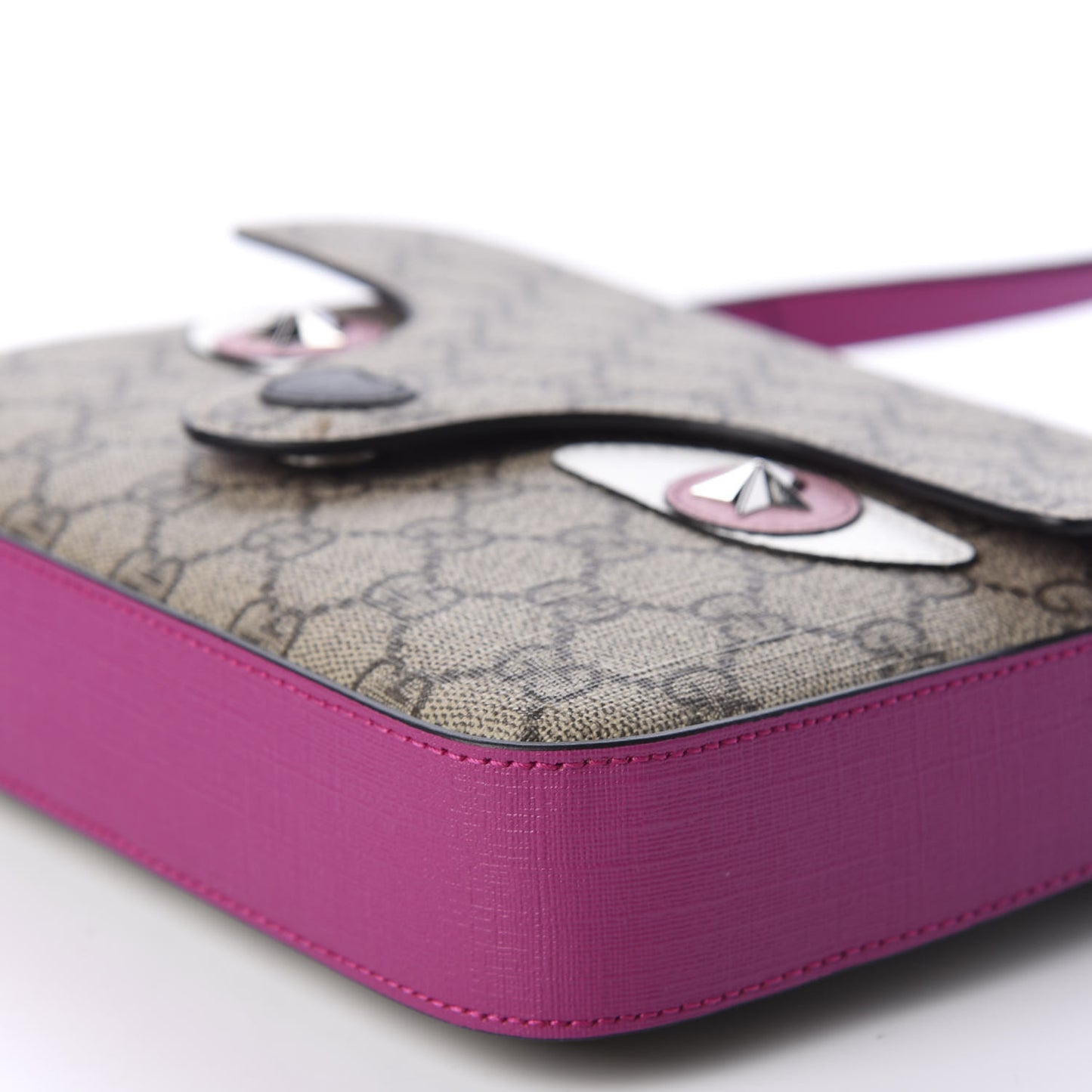 GG Supreme Monogram Childrens Animal Face Messenger Bag Beige Ebony