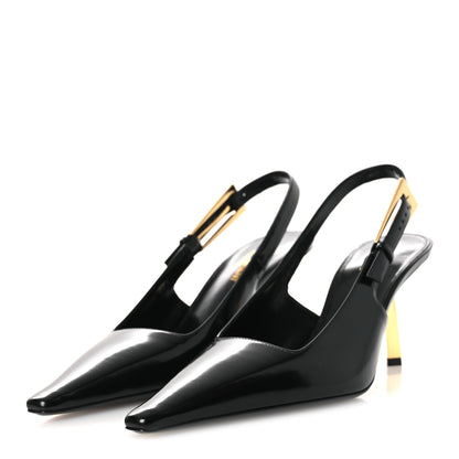 Saint Laurent Vitello Marilyn Lee 75 Slingback Pumps 38.5 Black 4 of 13