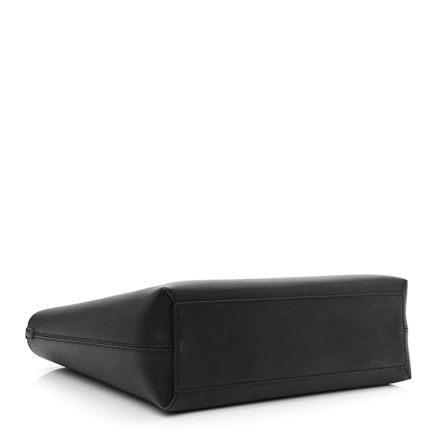 Grainy Calfskin Haymarket Check Small Reversible Tote Black