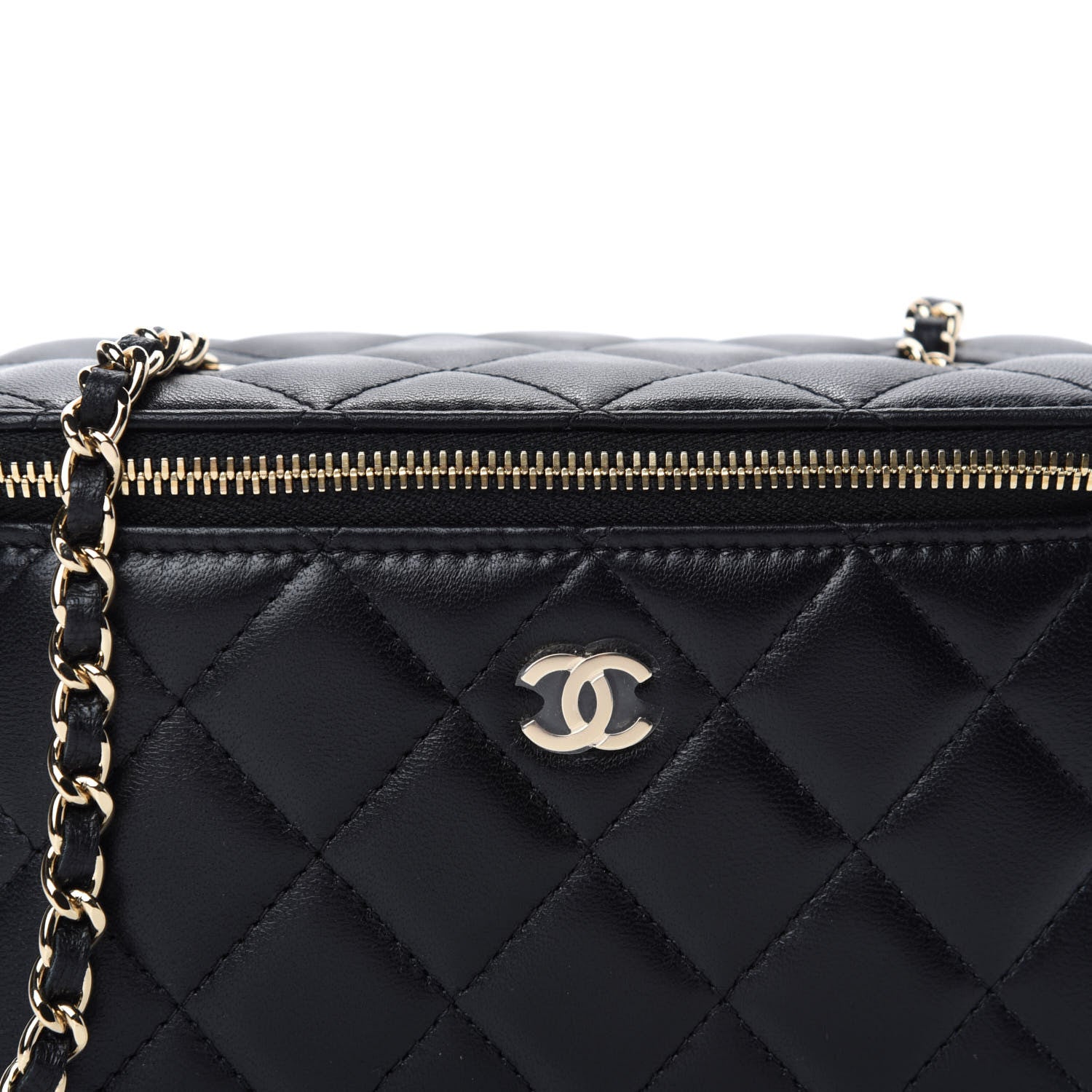 Chanel Lambskin Quilted Small Vanity Case With Chain Black 10 of 11