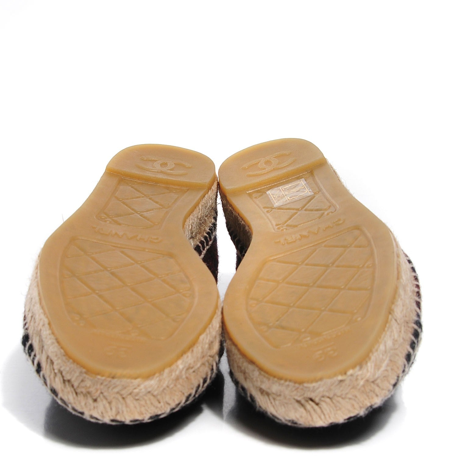 Chanel Plaid Wool CC Espadrilles 39 Black 5 of 7