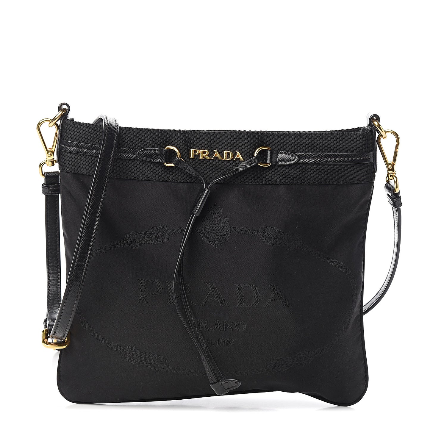Tessuto Nylon Saffiano Logo Crossbody Bag Black