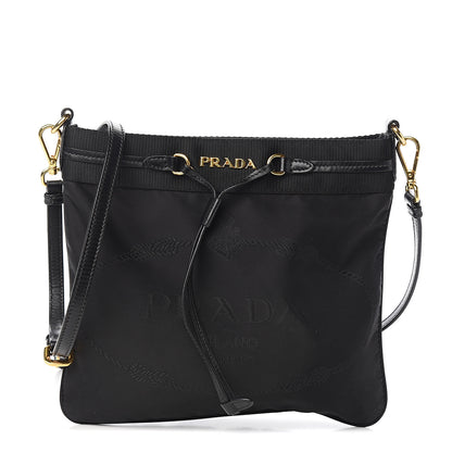 Prada Tessuto Nylon Saffiano Logo Crossbody Bag Black 1 of 10