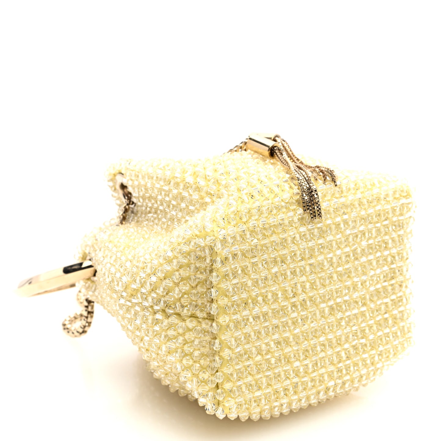 Satin Crystal Embellished Micro Bon Bon Bag Light Yellow