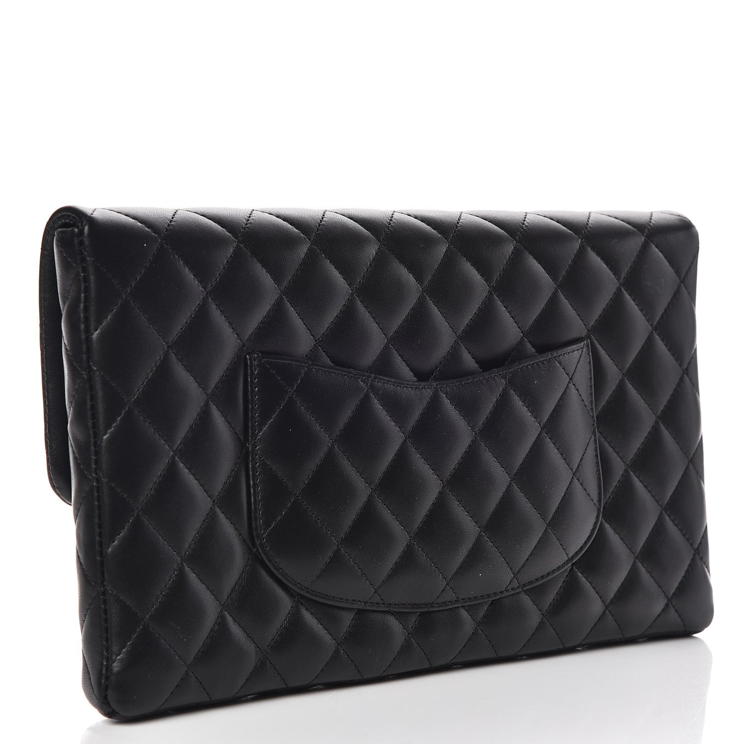 Lambskin Quilted Flap Clutch Black