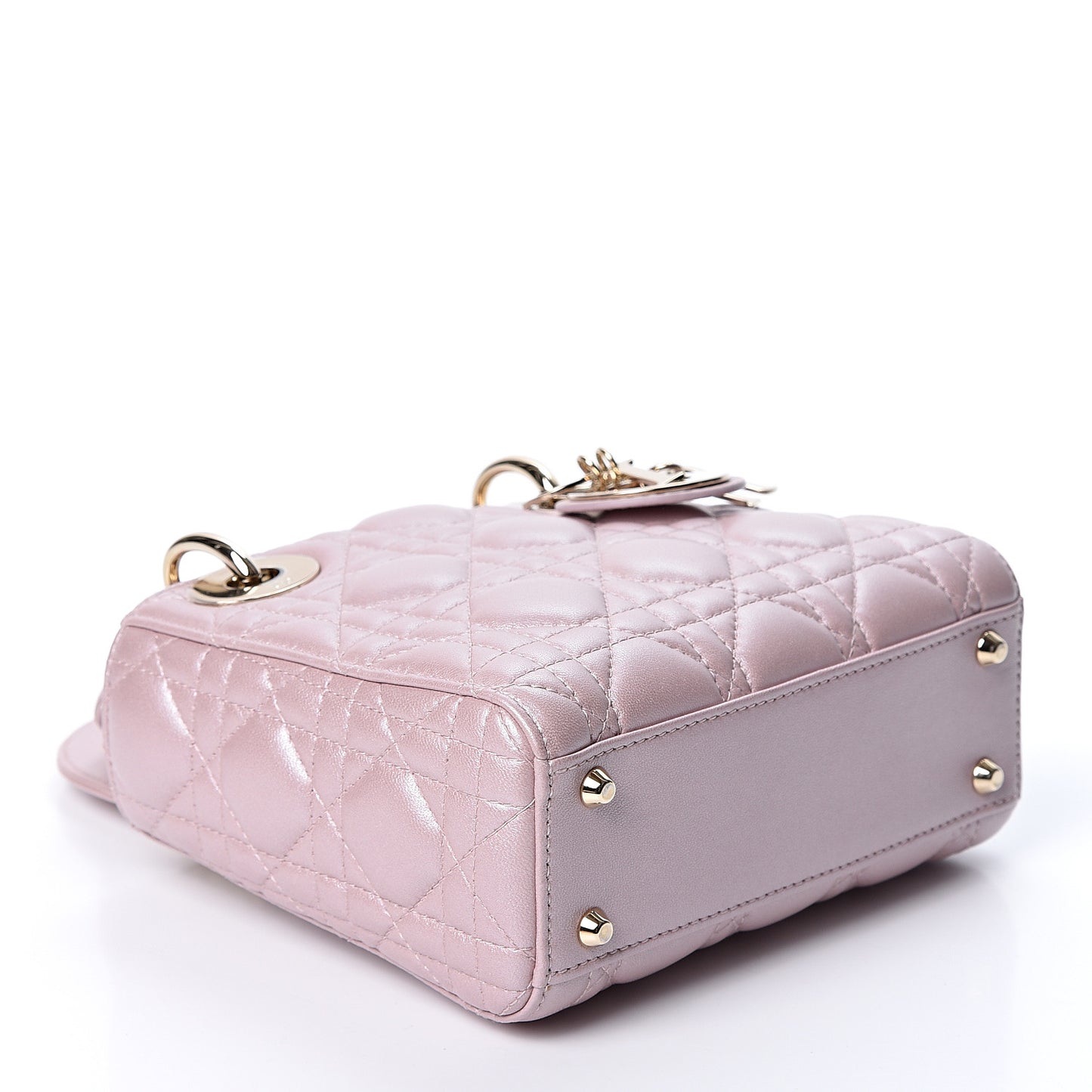 Metallic Lambskin Cannage Mini Lady Dior Lotus