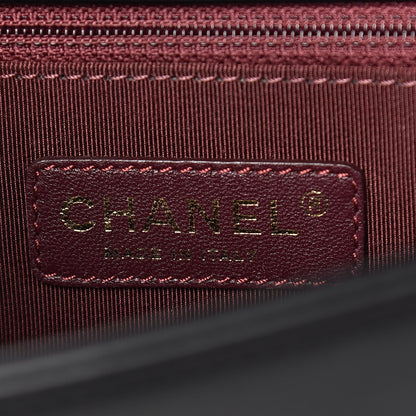 Chanel Calfskin Caviar Suede Chevron New Medium Boy Flap Black 8 of 10