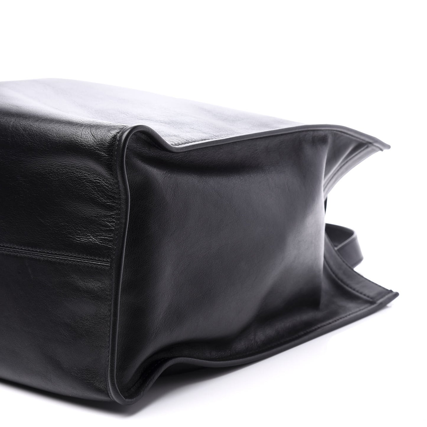 Calfskin Printed Logo Small Market Shopper Tote Black