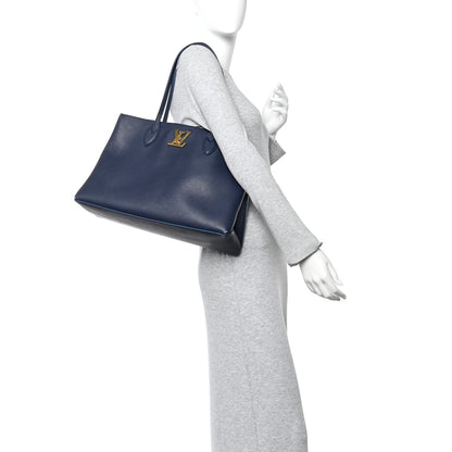 Louis Vuitton Grained Calfskin Lockme Shopper Navy 2 of 9