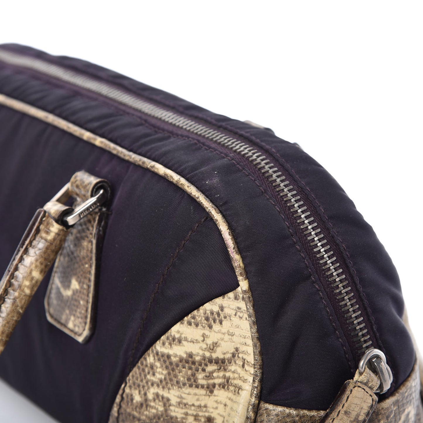 Tessuto Nylon Calfskin Lizard Embossed Bag Ebano