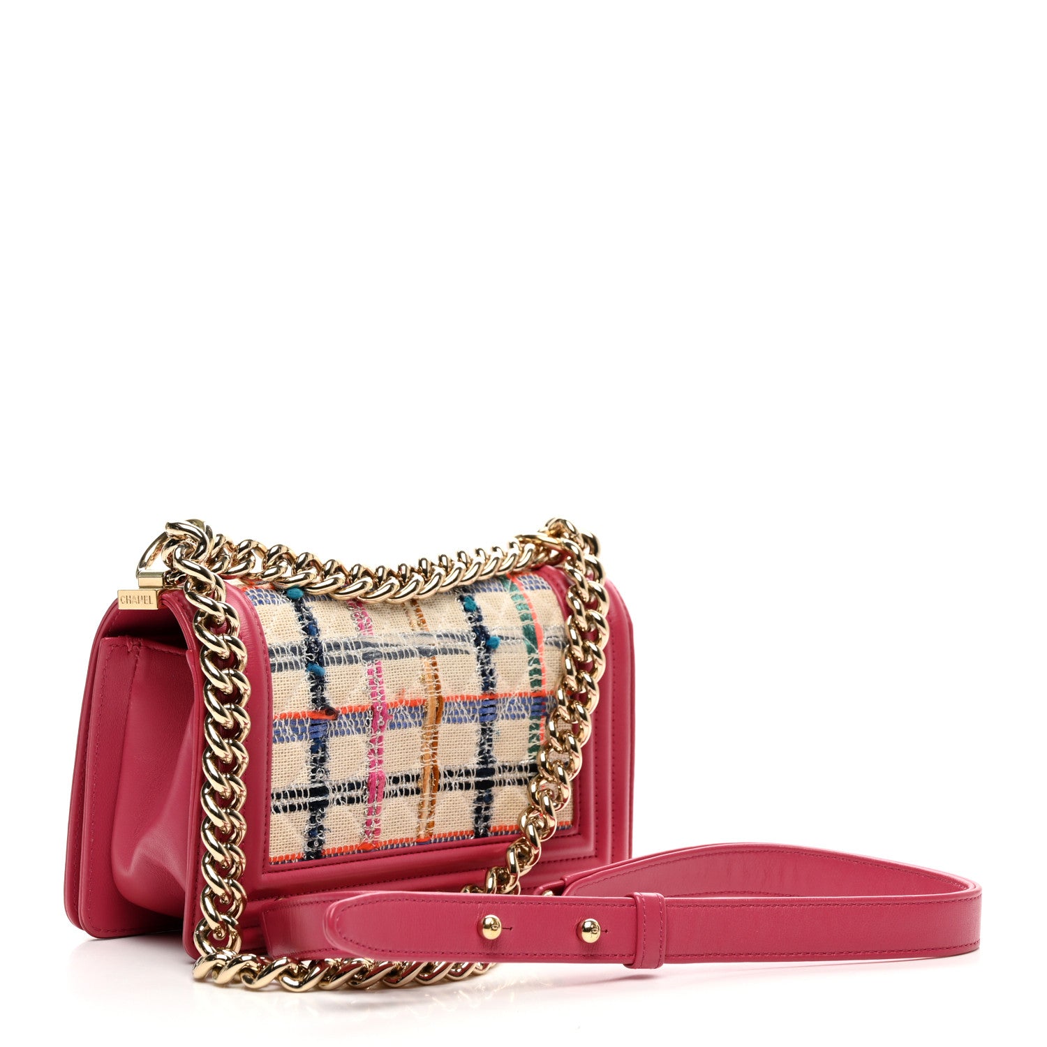 Chanel Lambskin Tweed Quilted Small Boy Flap Dark Pink 3 of 11
