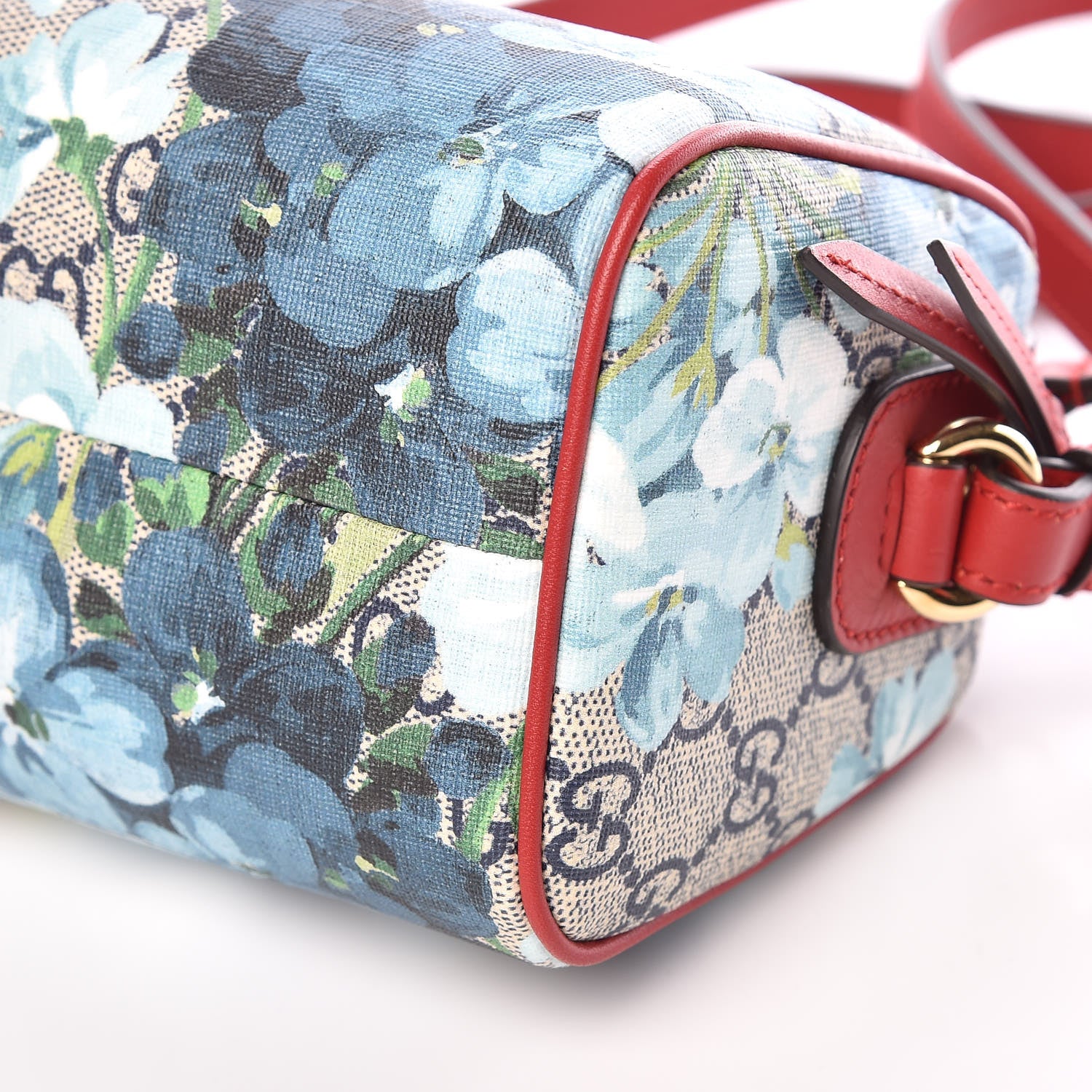Gucci GG Supreme Monogram Blooms Mini Boston Navy Blue Hibiscus 9 of 9