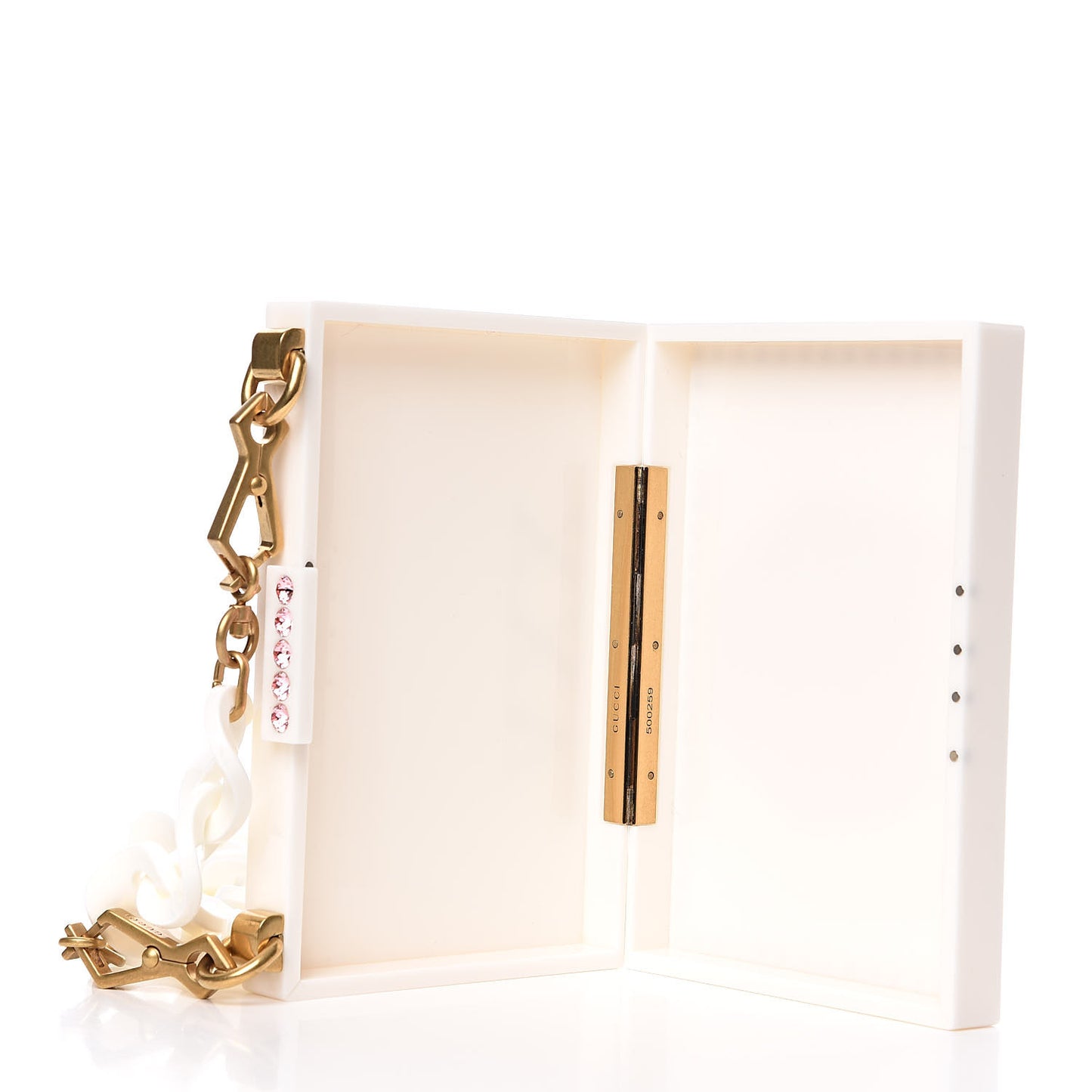 Plexiglass Crystal Cat Face Box Clutch White
