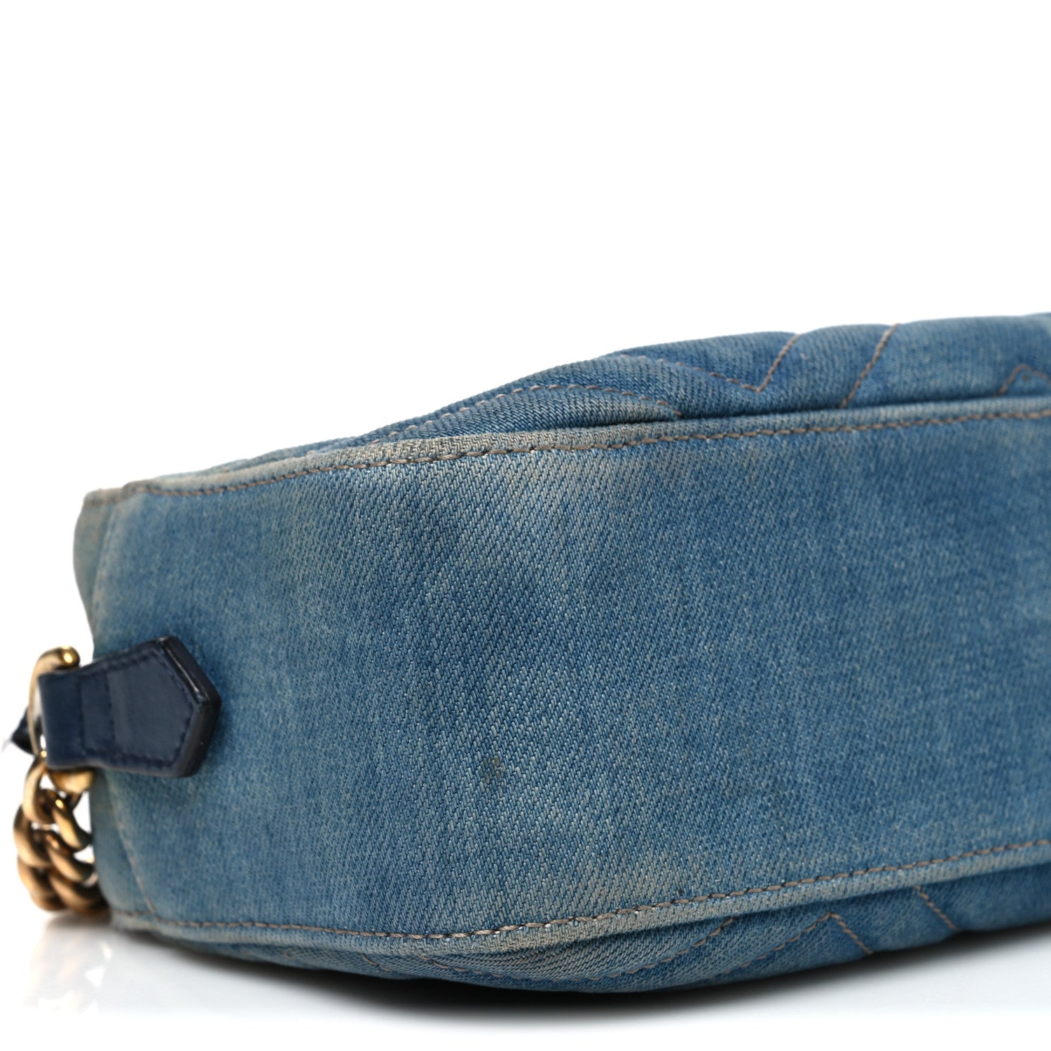 Gucci Denim Matelasse Small Pearly GG Marmont Chain Shoulder Bag Blue 9 of 12