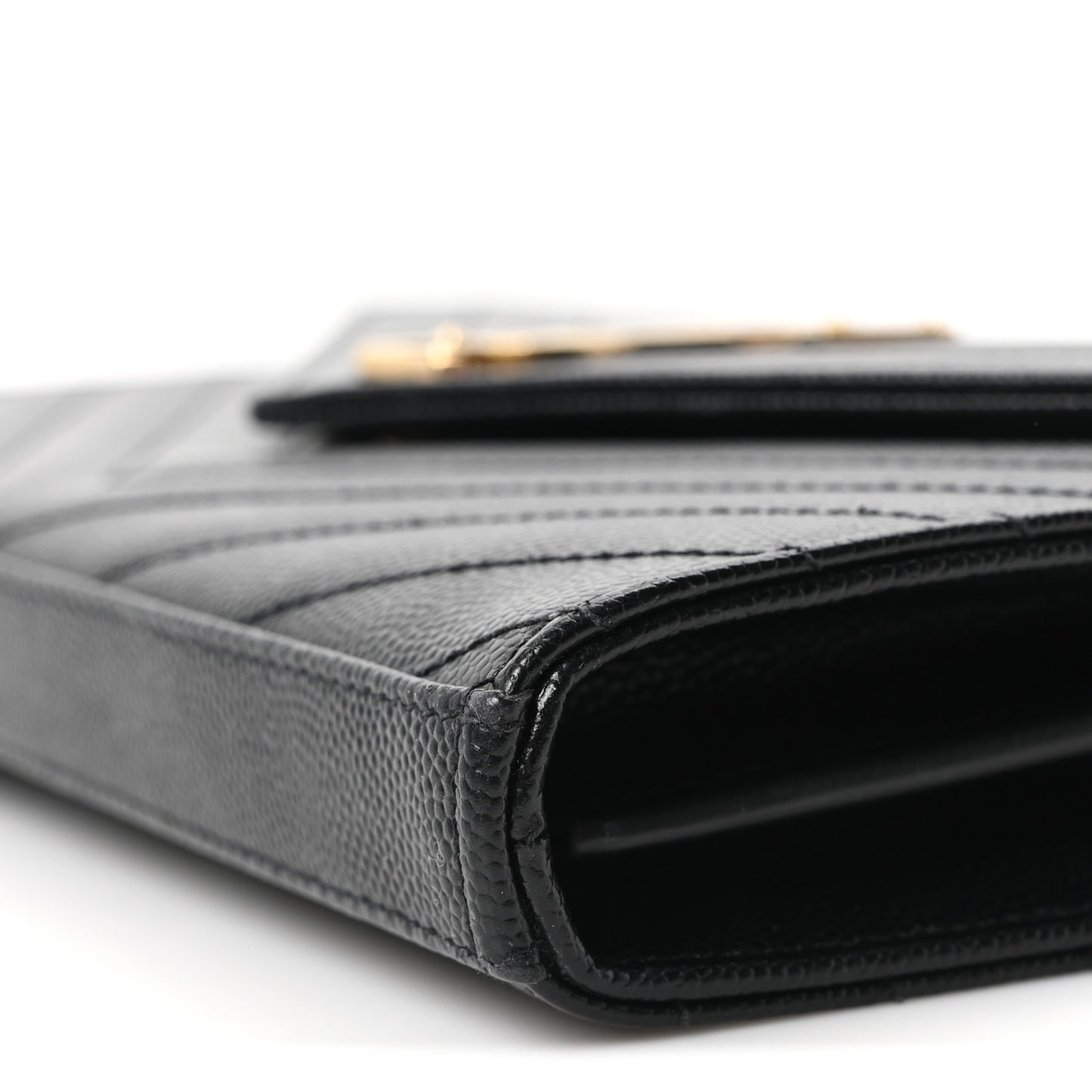 Grain De Poudre Matelasse Chevron Monogram Chain Wallet Black