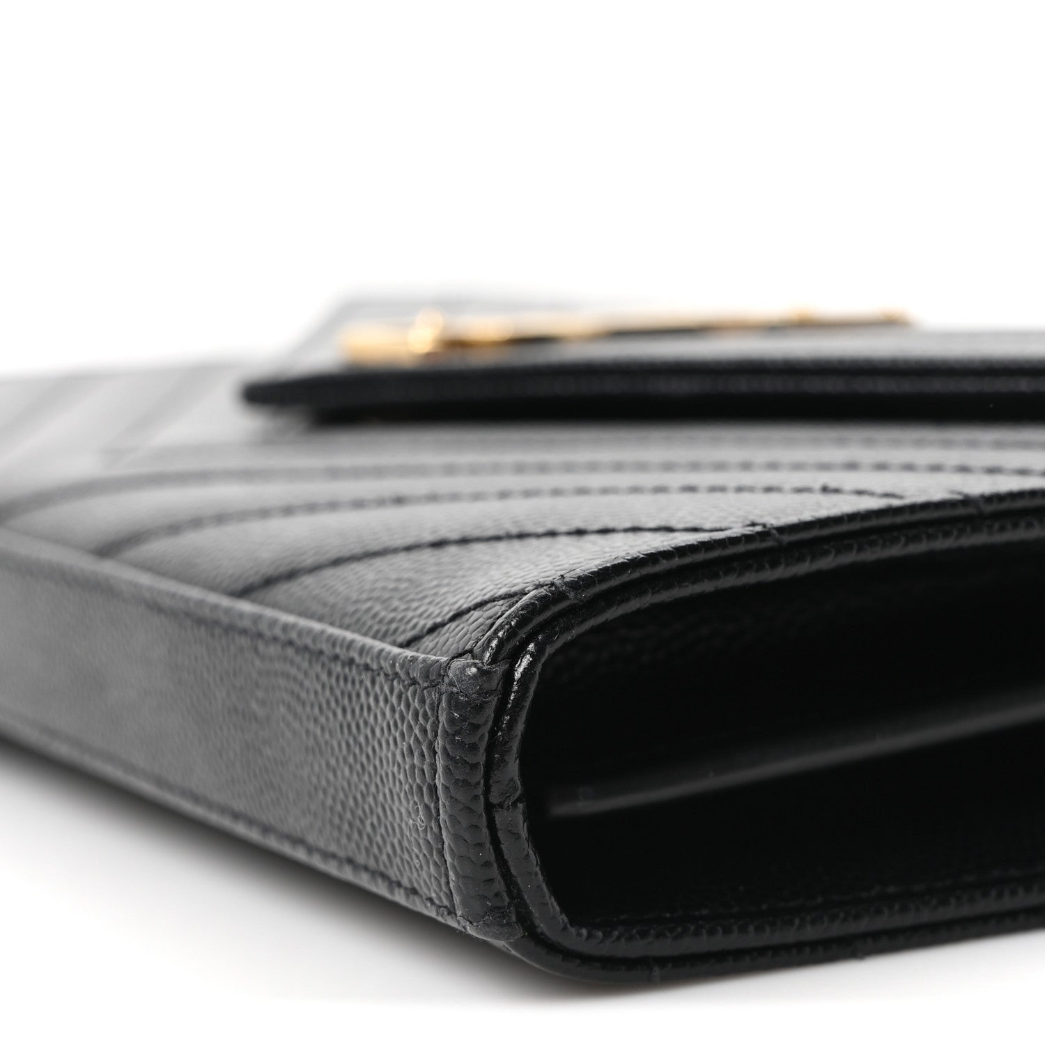 Saint Laurent Grain De Poudre Matelasse Chevron Monogram Chain Wallet Black 11 of 11