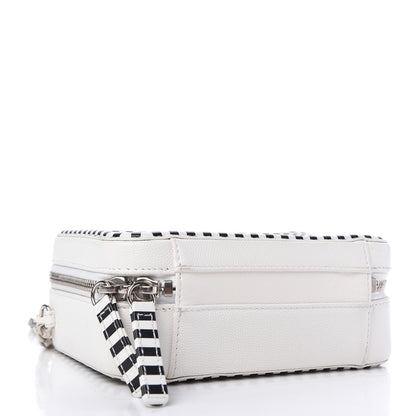 Chanel Caviar Quilted Striped Small CC Filigree Vanity Case White Black 4 of 10