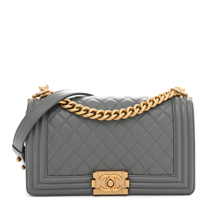 Chanel Lambskin Quilted Medium Boy Flap Grey 1 of 12