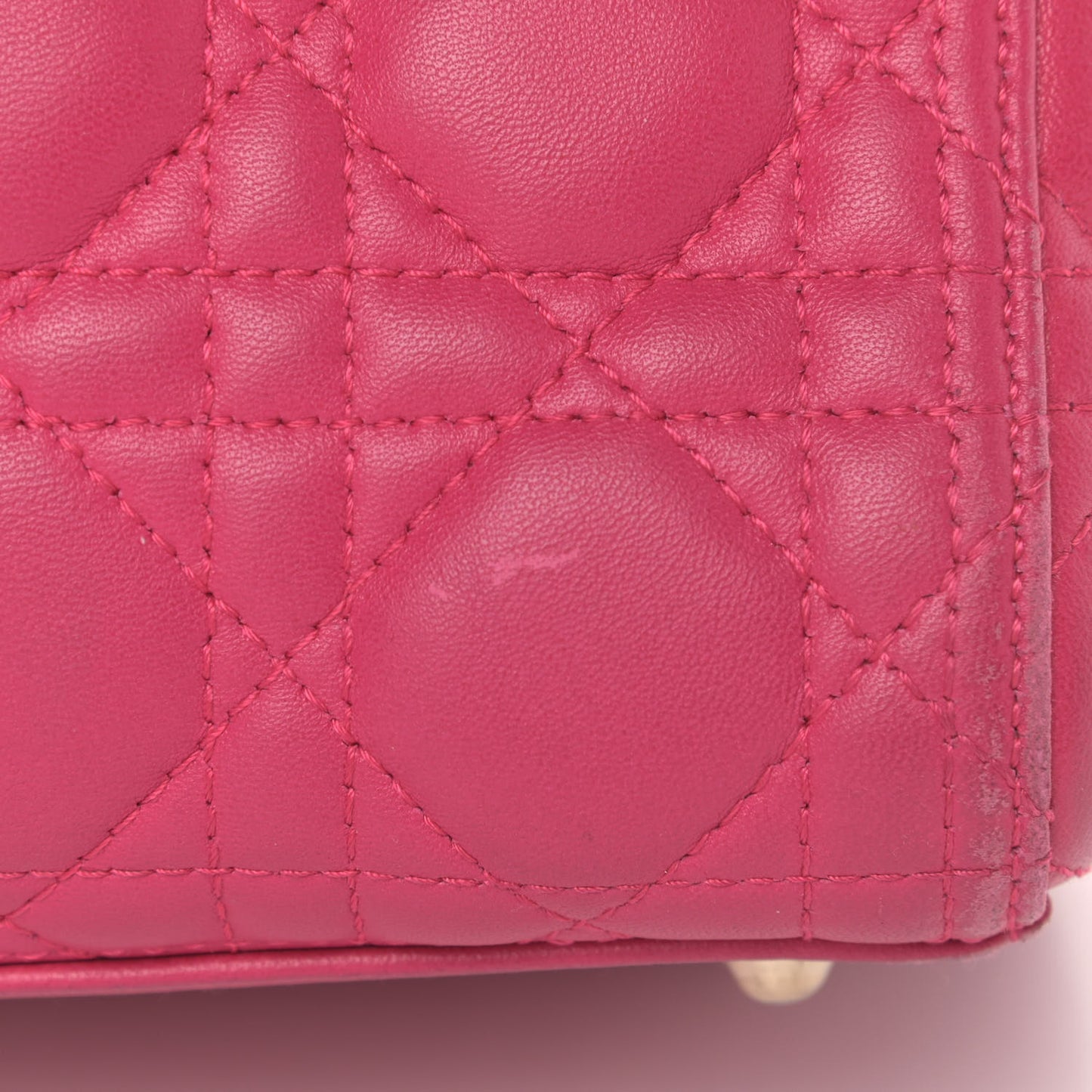 Lambskin Cannage Large Lady Dior Fuchsia