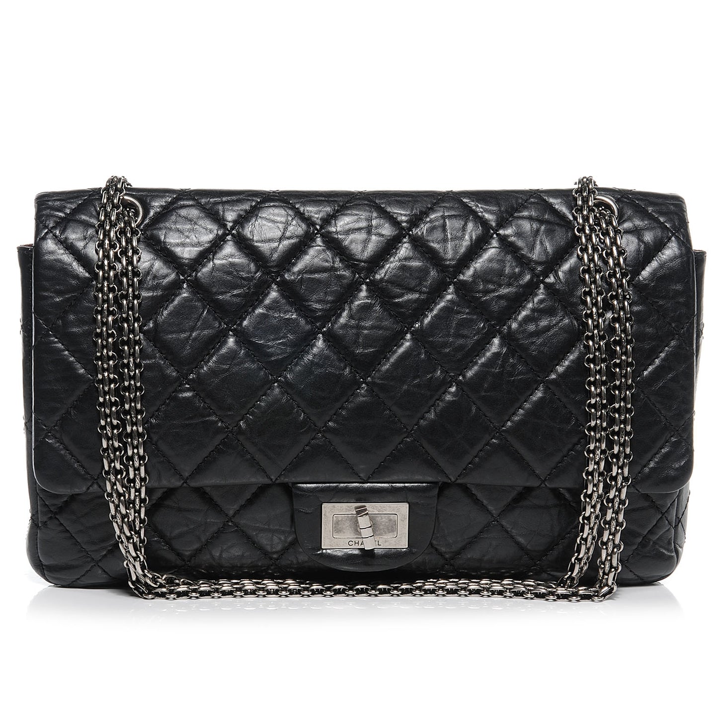 Aged Calfskin Quilted 2.55 Reissue 227 Flap Black