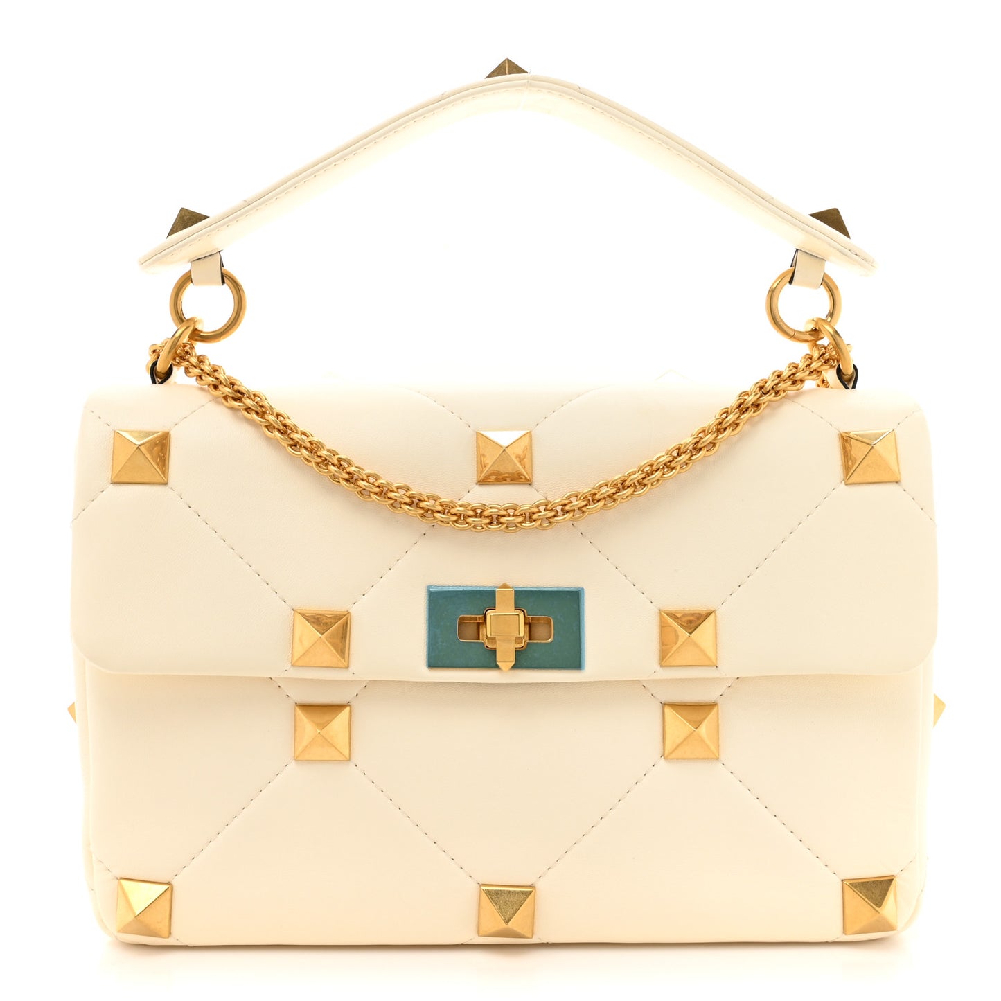 Nappa Large Roman Stud Shoulder Bag Ivory