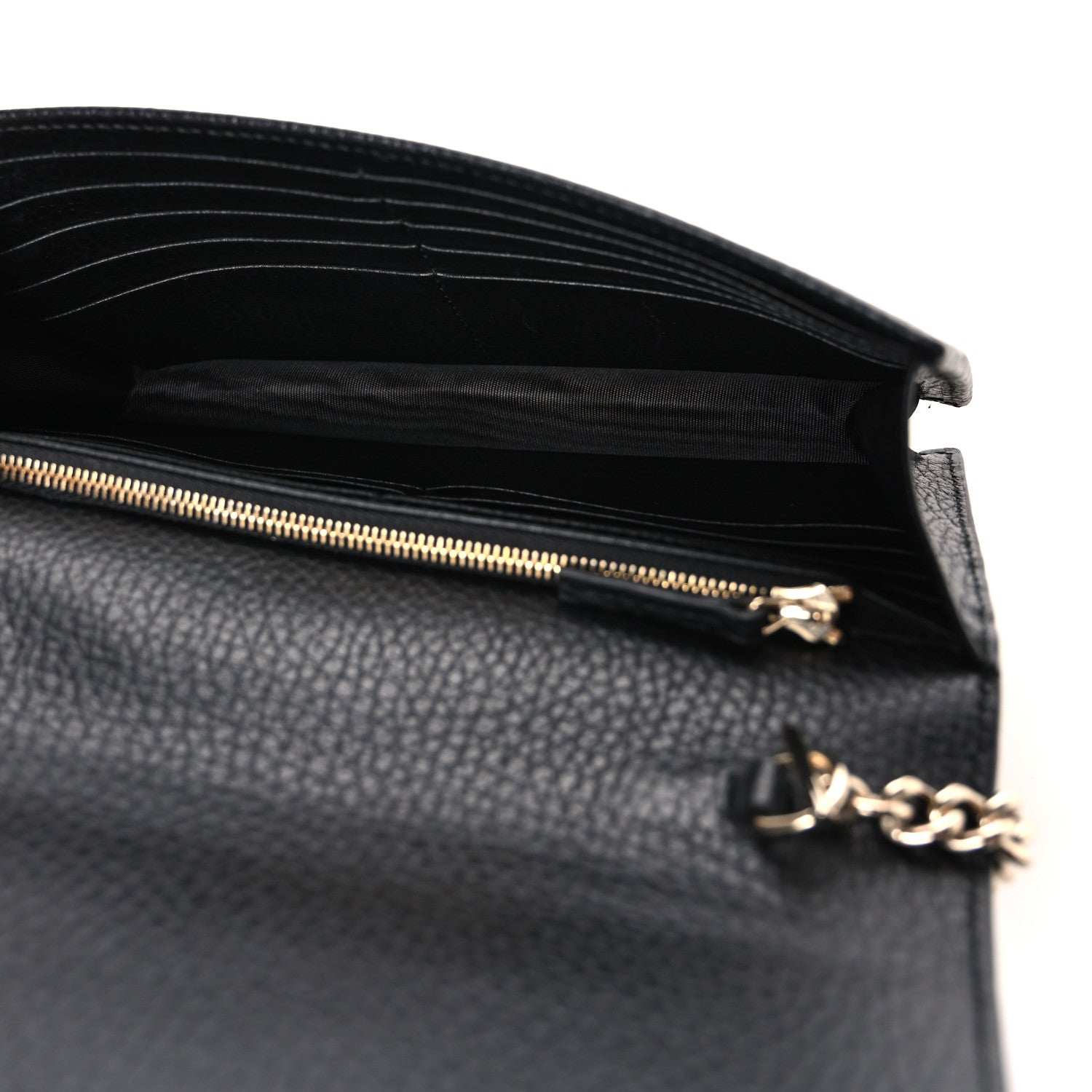 Gucci Dollar Calfskin Interlocking G Chain Wallet Black 5 of 11