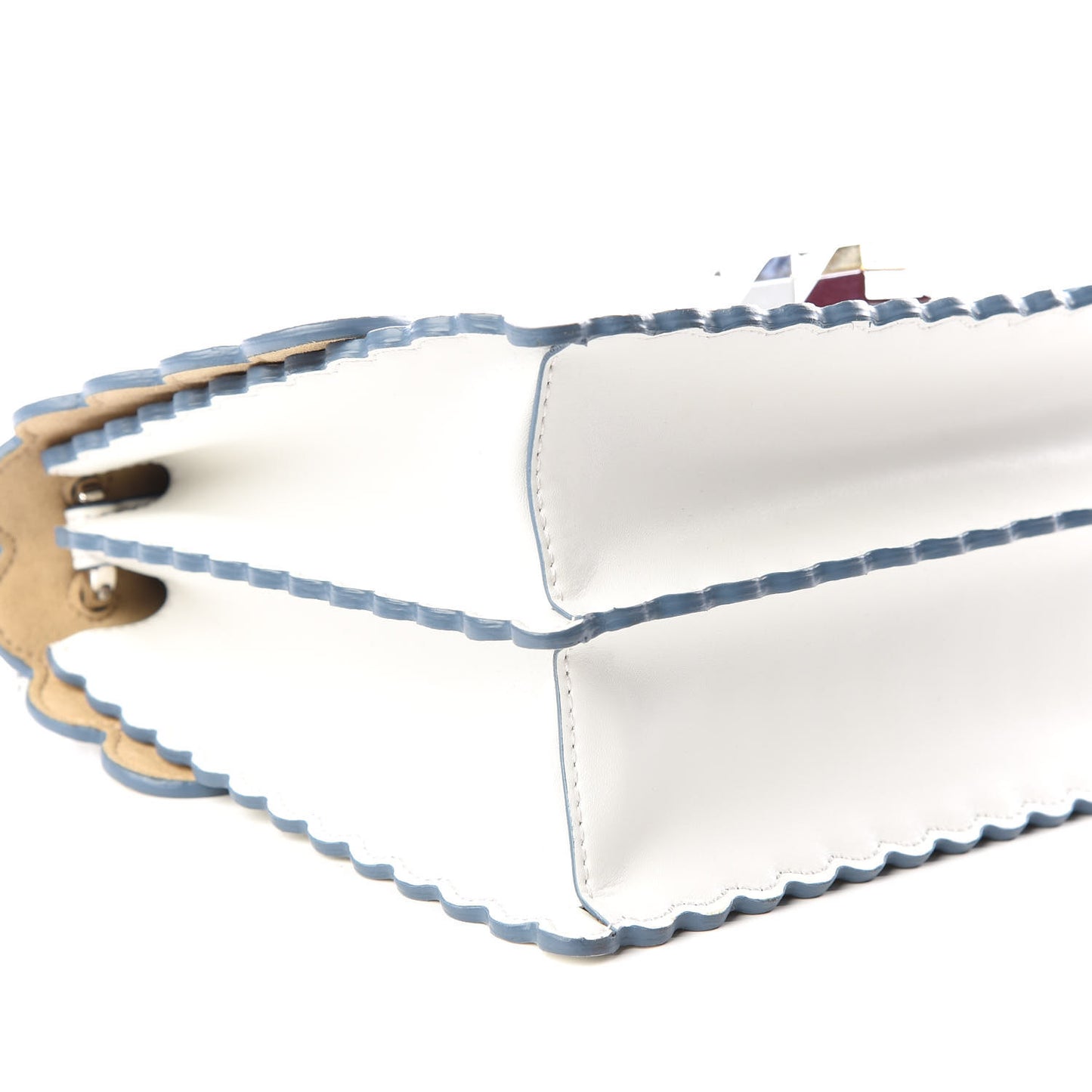 Vitello Liberty Scalloped Studded Kan I Shoulder Bag Bianco