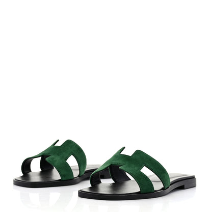 Hermes Suede Goatskin Oran Sandals 36 Vert Electrique 3 of 9
