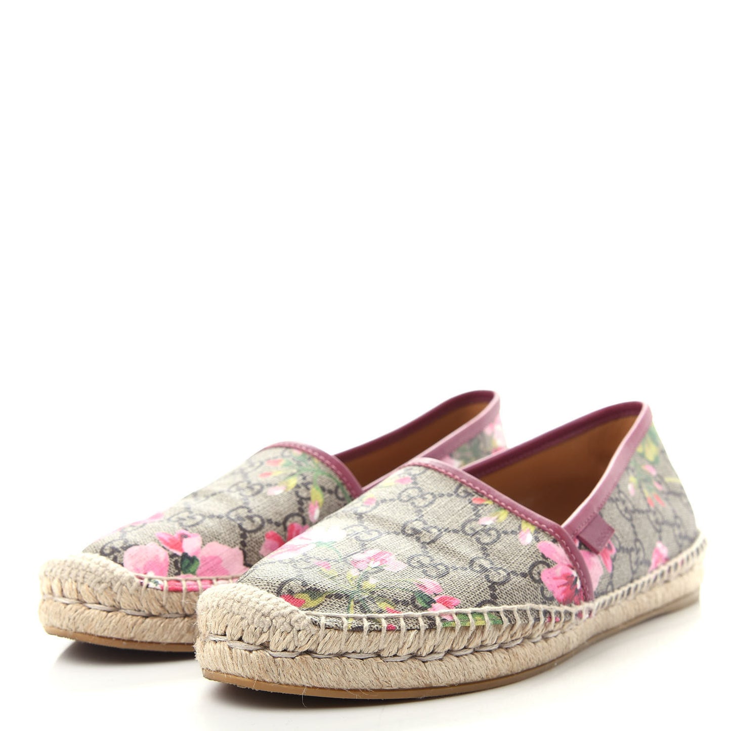 GG Supreme Monogram Blooms Espadrilles 39.5 Beige Multicolor Dry Rose