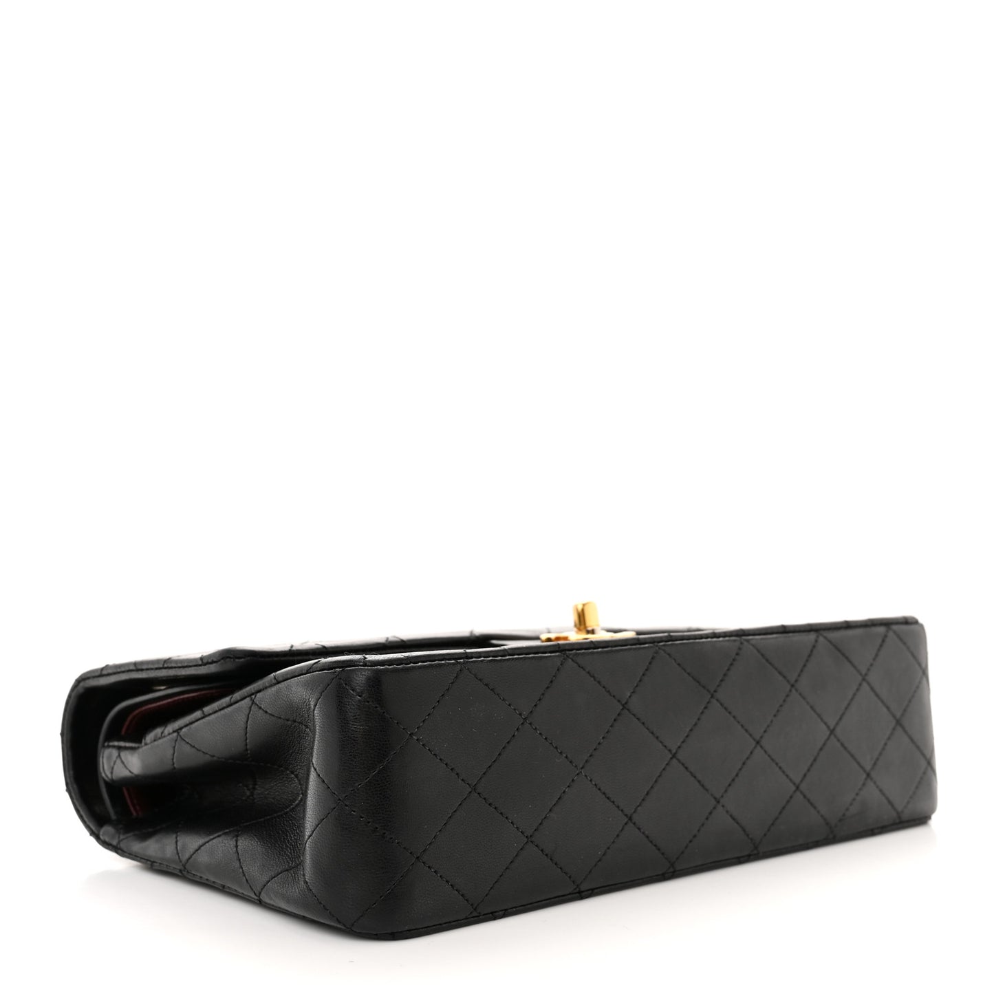 Lambskin Quilted Medium Double Flap Black