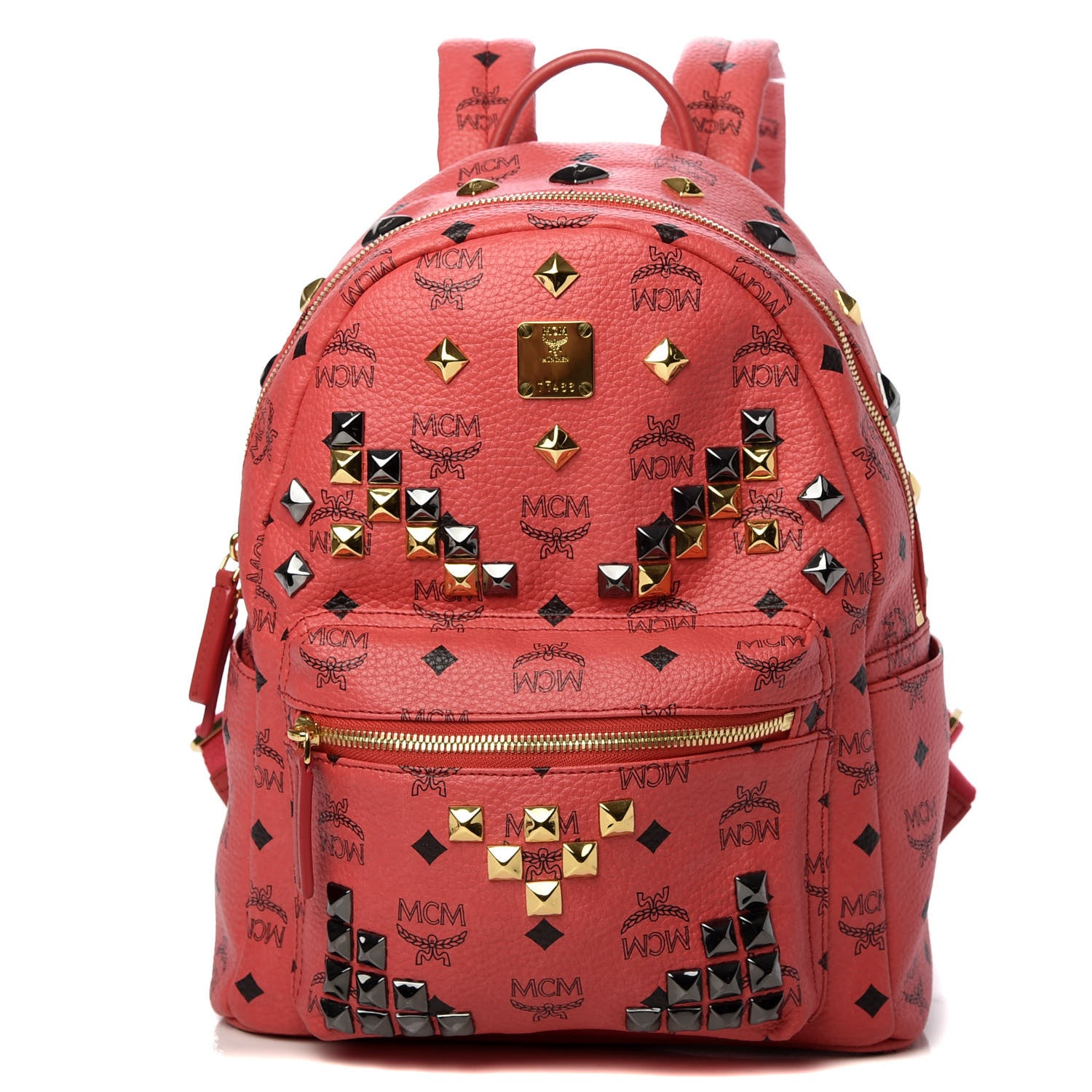 MCM Visetos Studded Small Stark M Backpack Scooter Red 1 of 8