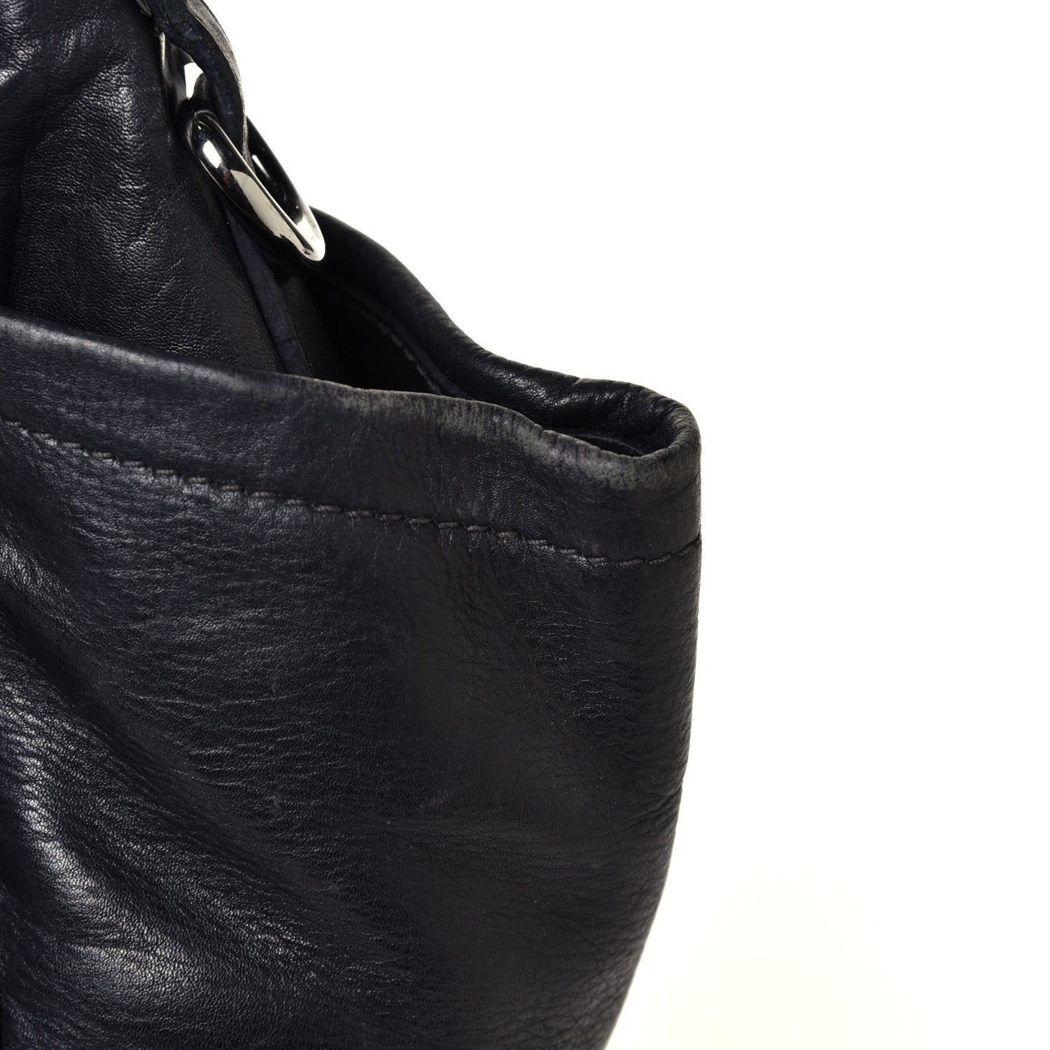 Prada Soft Calfskin Pleated Hobo Black 6 of 10