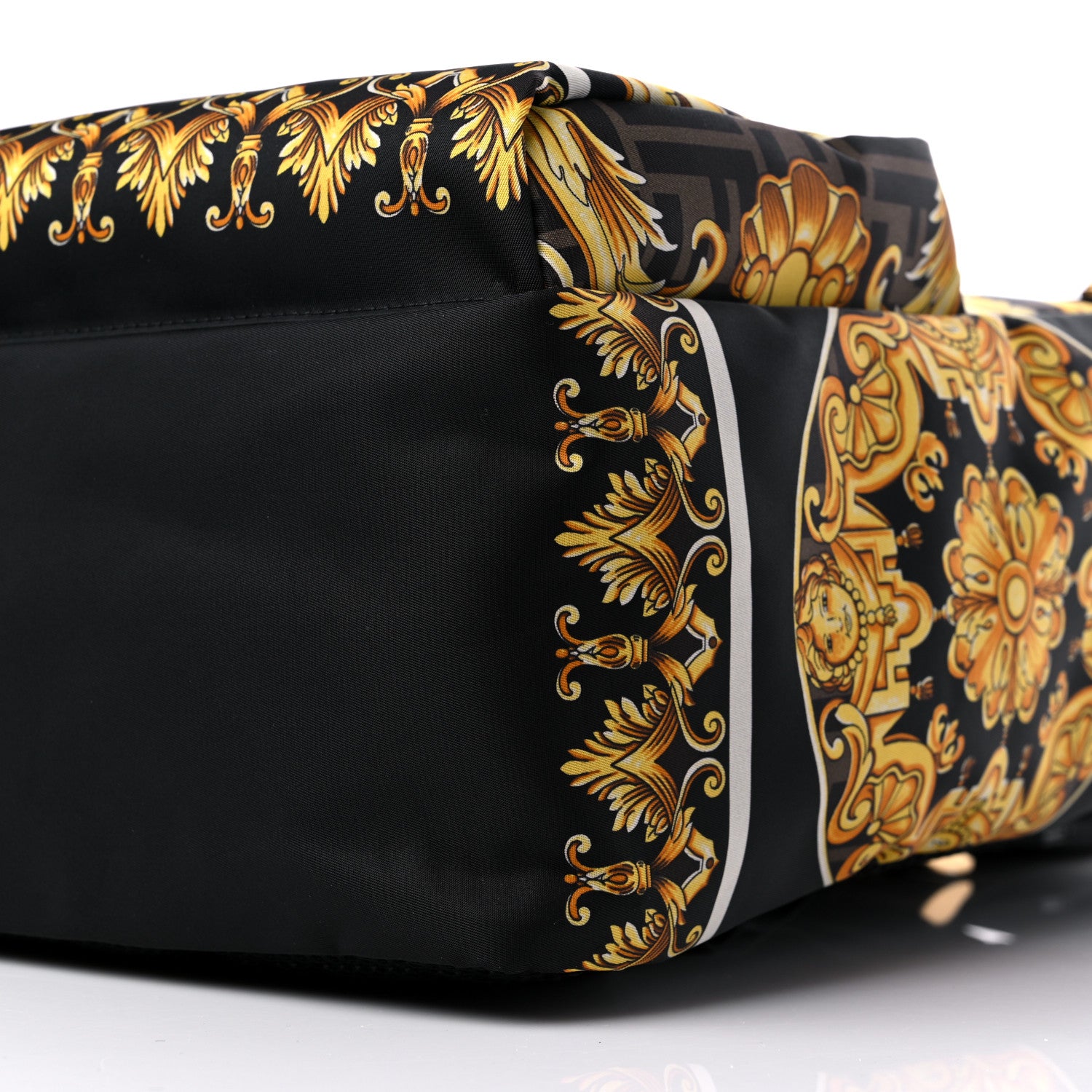 Fendi X VERSACE Silk Vitello Fendace FF Baroque Backpack Tobacco Black Gold 8 of 8