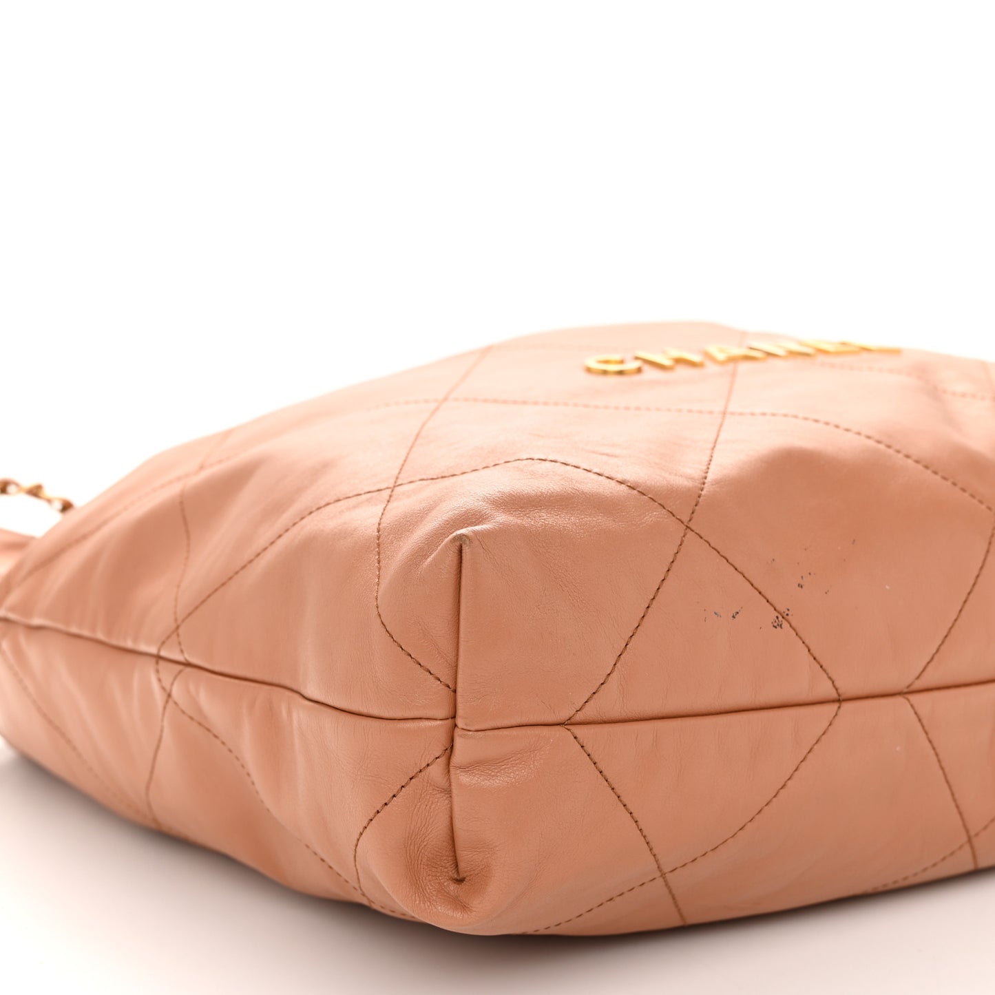 Shiny Calfskin Quilted Chanel 22 Camel