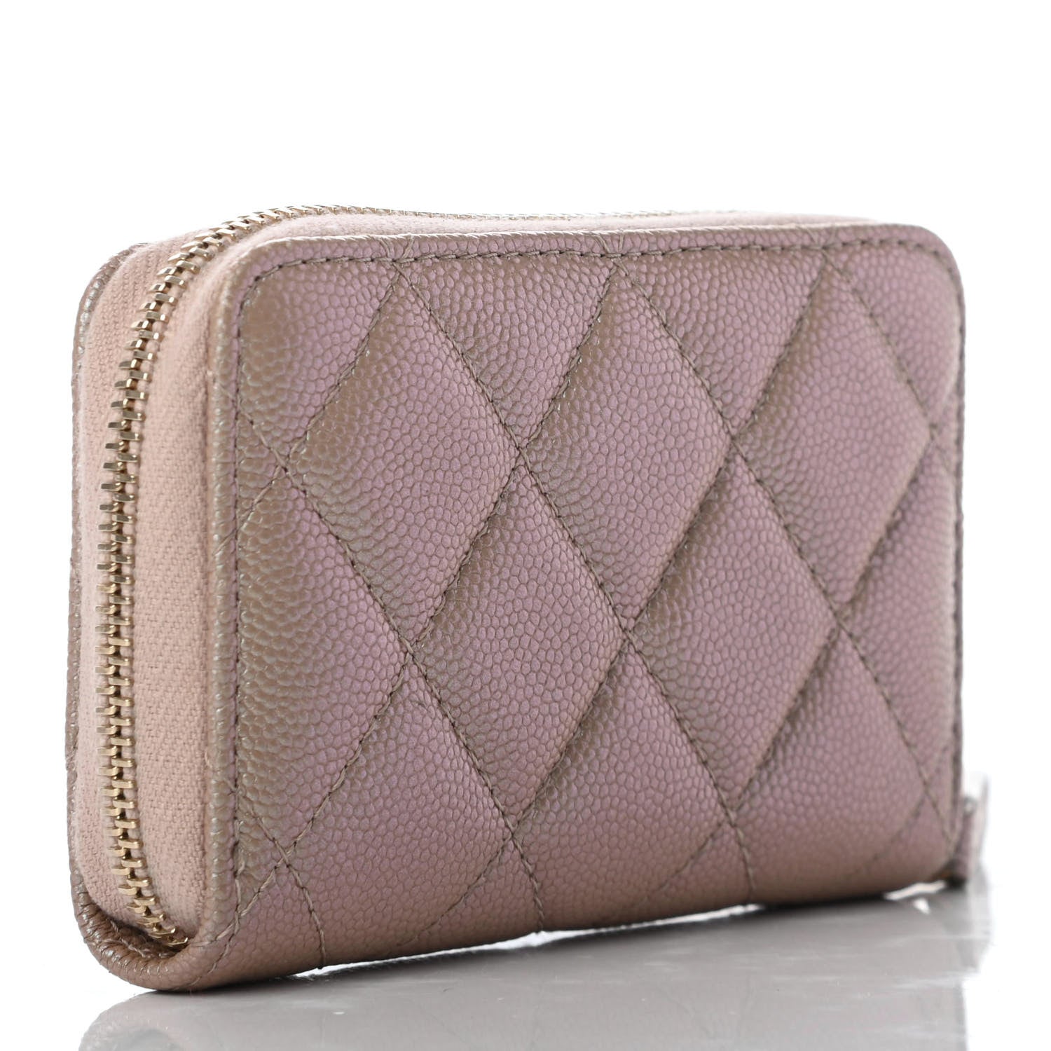 Chanel Iridescent Caviar Quilted Zip Coin Purse Beige 3 of 8