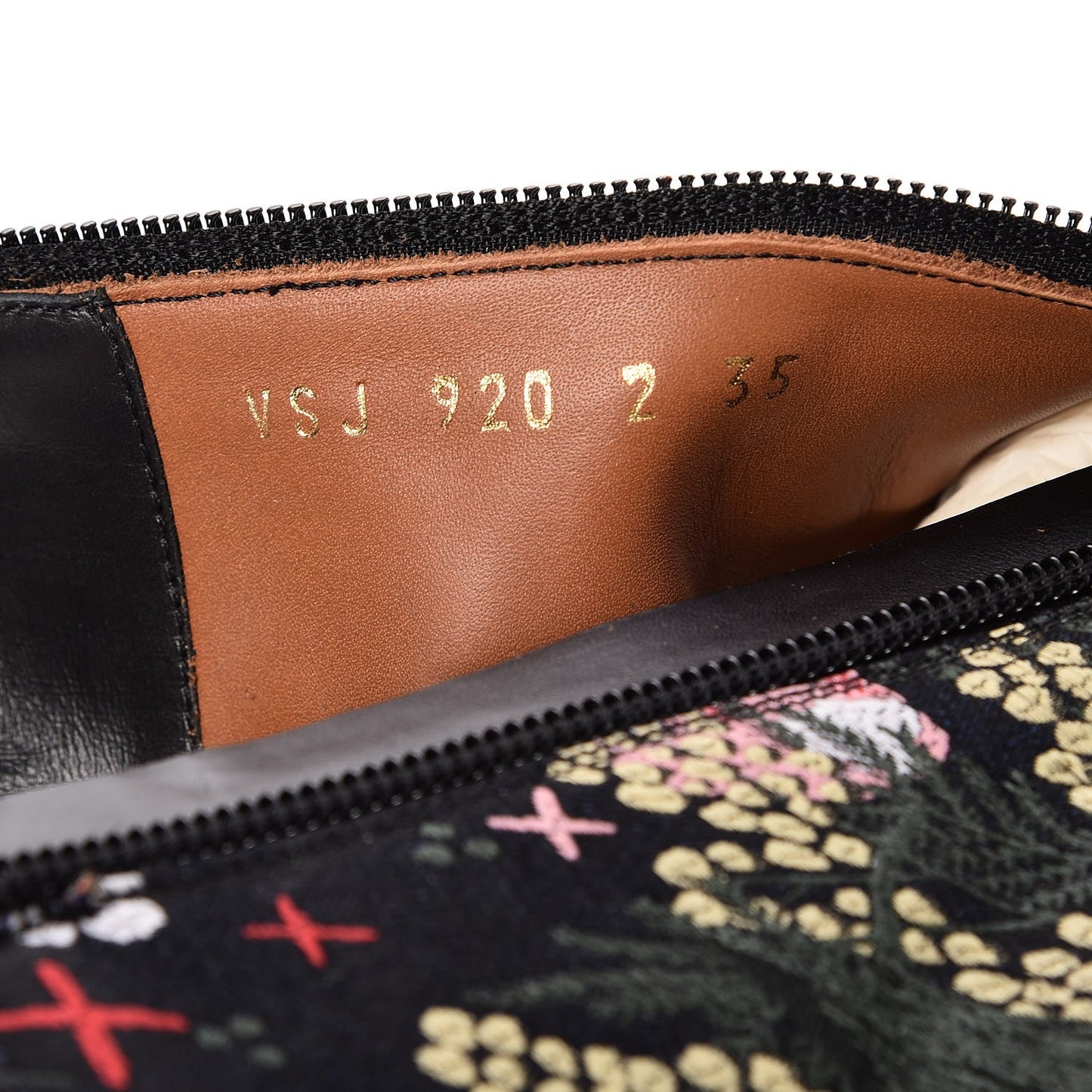 Brocade Camugarden Embroidered Short Boots 35 Nero Black