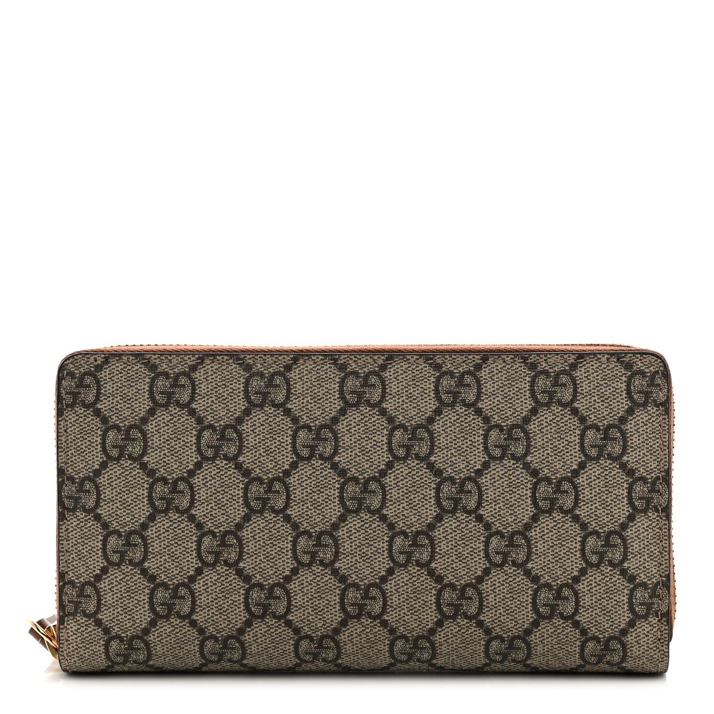 GG Supreme Monogram Cuoio Toscano Zip Around Wallet Beige Ebony Cuir